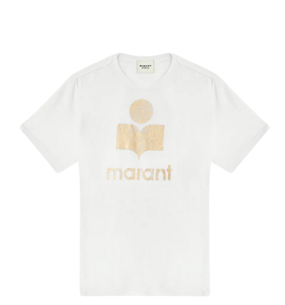 White/Light Gold Zewel Short-Sleeve Logo T-shirt