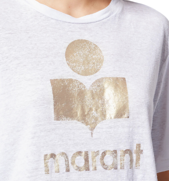 White/Light Gold Zewel Short-Sleeve Logo T-shirt