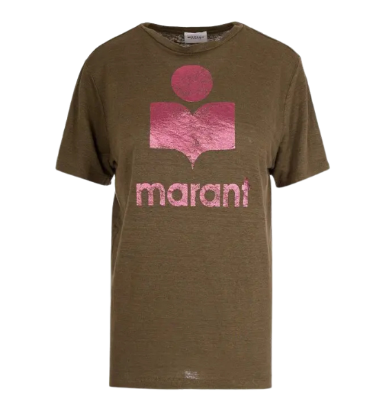 Khaki/Pink Zewel Short-Sleeve Logo T-shirt