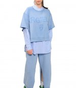 Logo Short-Sleeve Pastel Blue Sweatshirt