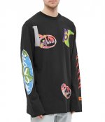 LS T-Shirt Global Collage Black Blue