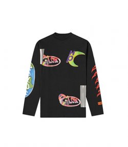 LS T-Shirt Global Collage Black Blue