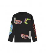 LS T-Shirt Global Collage Black Blue