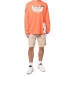 Orange White T-Shirt OS Flaming Skull