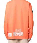 Orange White T-Shirt OS Flaming Skull