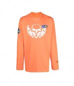 Orange White T-Shirt OS Flaming Skull