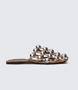 ALEXANDER WANG AMELIA NUDE SATIN/PV SANDAL FLAT
