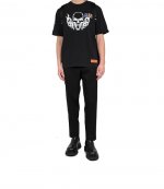 Black White T-Shirt Reg Flaming Skull