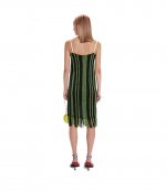 Fringe Detail Black Green Camisole Dress
