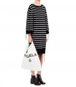 Black Logo Printed White Japanese Bag