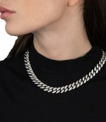 Cuban Pave Silver Necklace