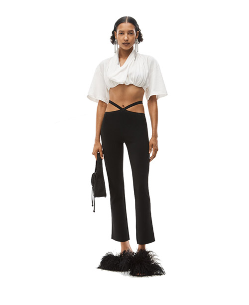 Black Legging Criss Cross Logo Trim