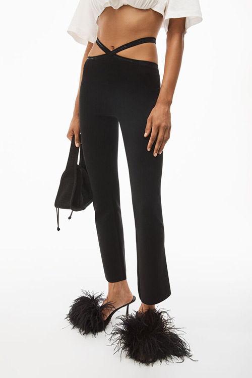 Black Legging Criss Cross Logo Trim