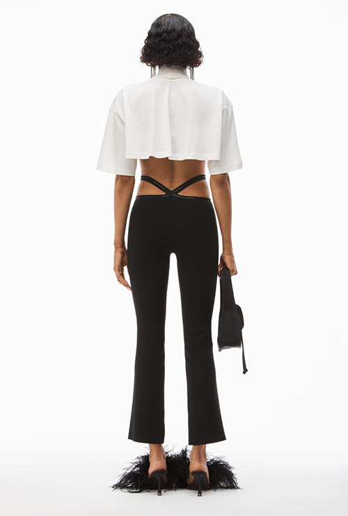 Black Legging Criss Cross Logo Trim