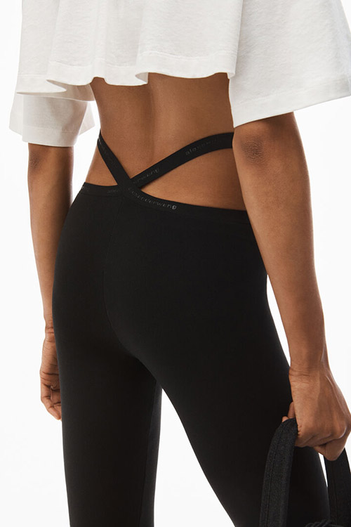 Black Legging Criss Cross Logo Trim