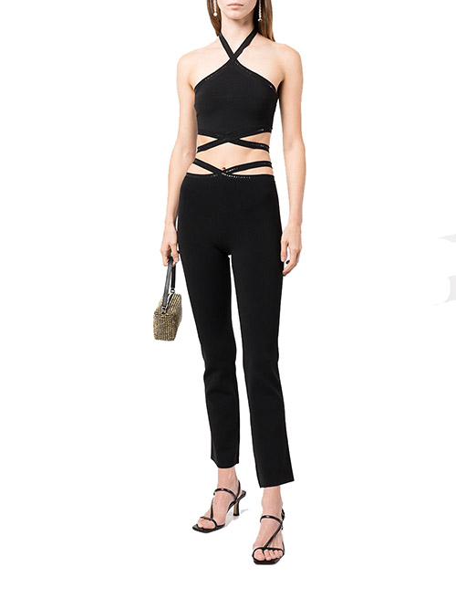 Halter Top Criss Cross Logo Trim