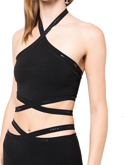 Halter Top Criss Cross Logo Trim