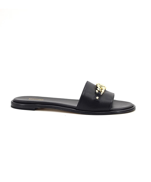 Rina Black Leather Slide