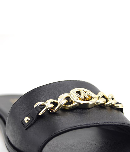 Rina Black Leather Slide