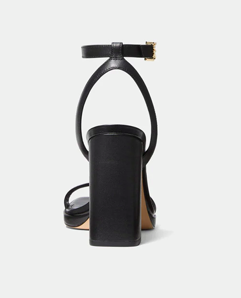Angela Ankle Strap Black Leather Sandal