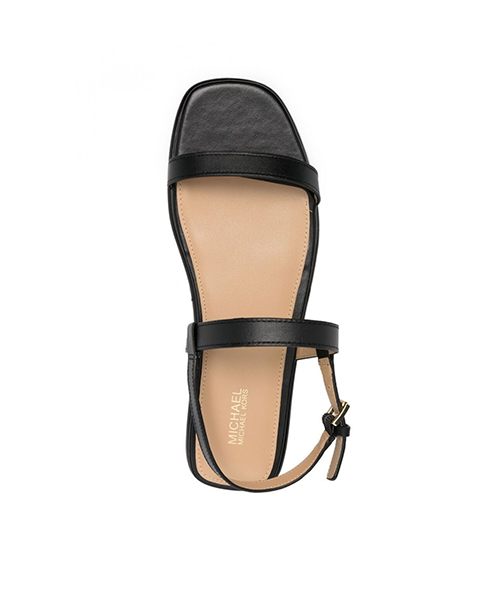 Fanning Black Leather Sandal