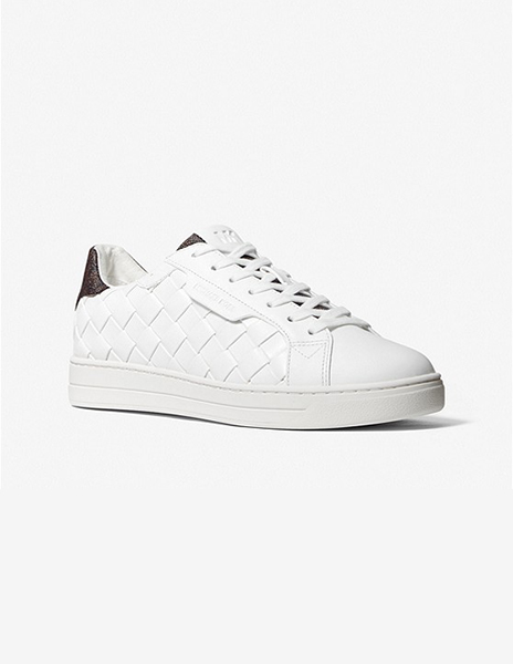 Keating Lace Up Woven White Brown Sneaker