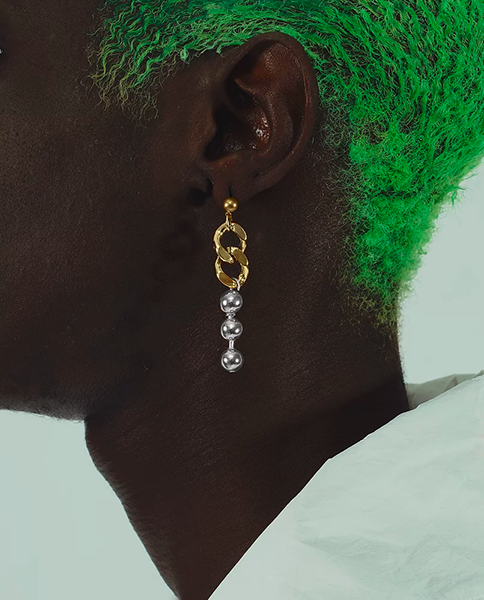 Ball & Chain Silver Earring