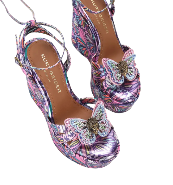 Buterfly Ankle Tie  Lilac Wedge