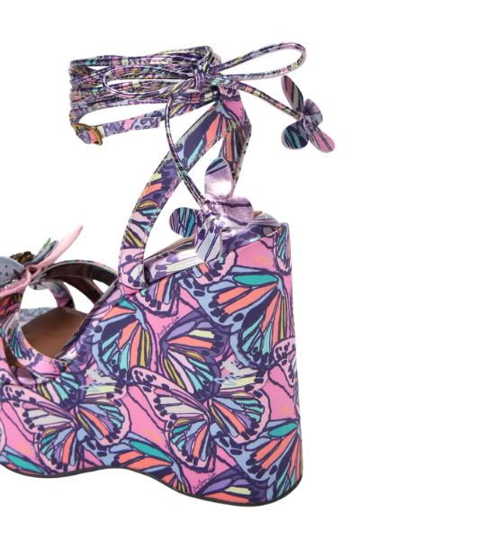 Buterfly Ankle Tie  Lilac Wedge