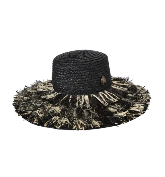 Black Raffia Wide Brim Hat