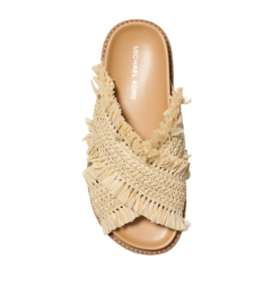 Natural Faux Raffia Payton Flat Sandal