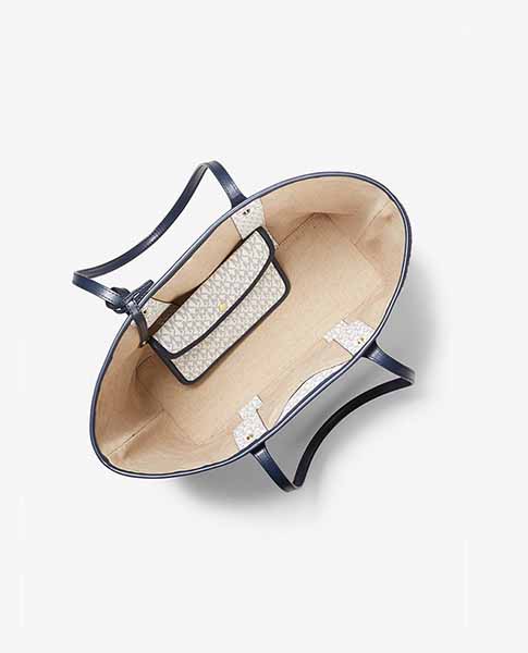 Eva White & Navy Tote Bag