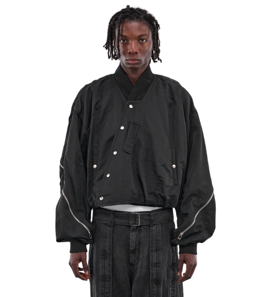 Black Blas Cut Crop MA-1 Bomber Jacket