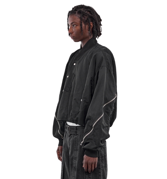 Black Blas Cut Crop MA-1 Bomber Jacket
