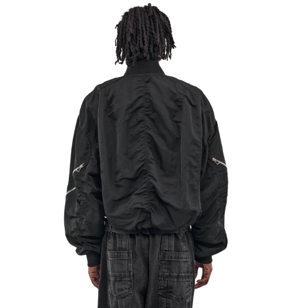 Black Blas Cut Crop MA-1 Bomber Jacket