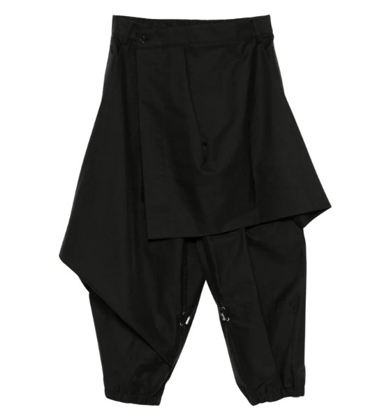 Black Asymmetric Drape Jogger Pants