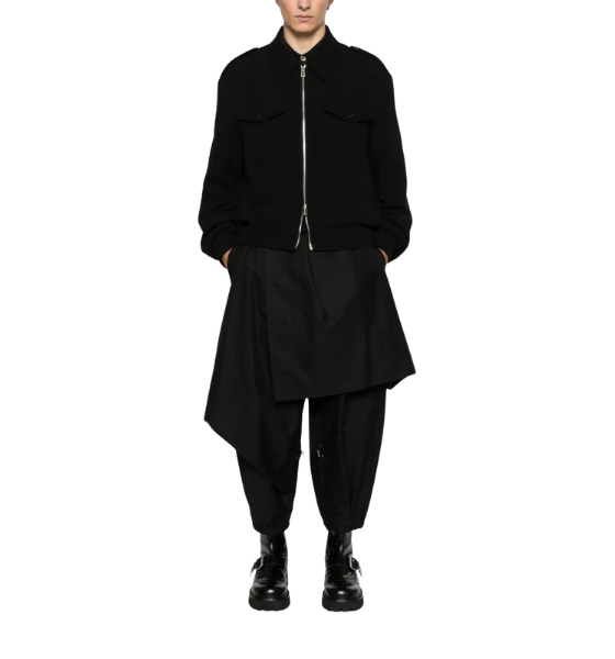 Black Asymmetric Drape Jogger Pants