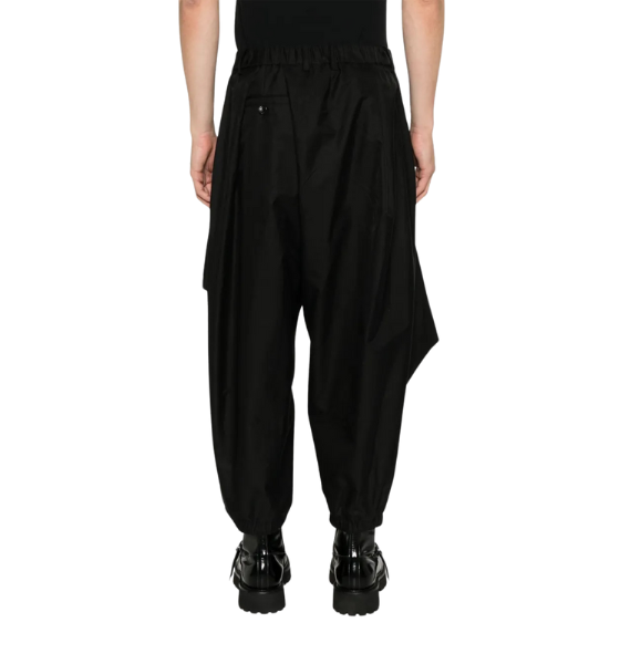 Black Asymmetric Drape Jogger Pants