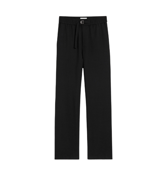 Black Cotton Straight Fit Elasticated Trousers