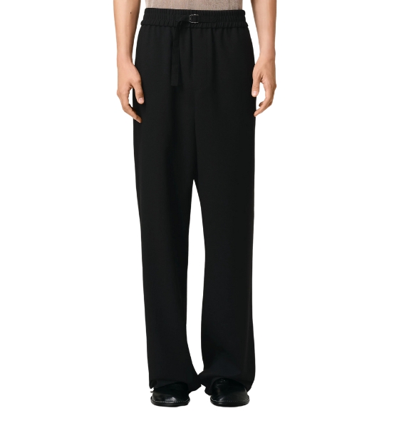 Black Cotton Straight Fit Elasticated Trousers