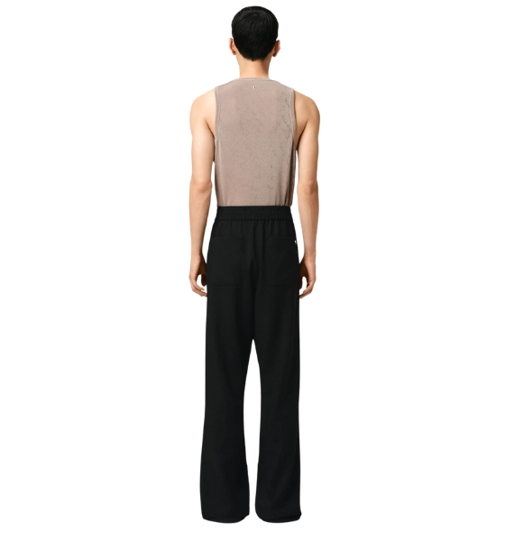 Black Cotton Straight Fit Elasticated Trousers