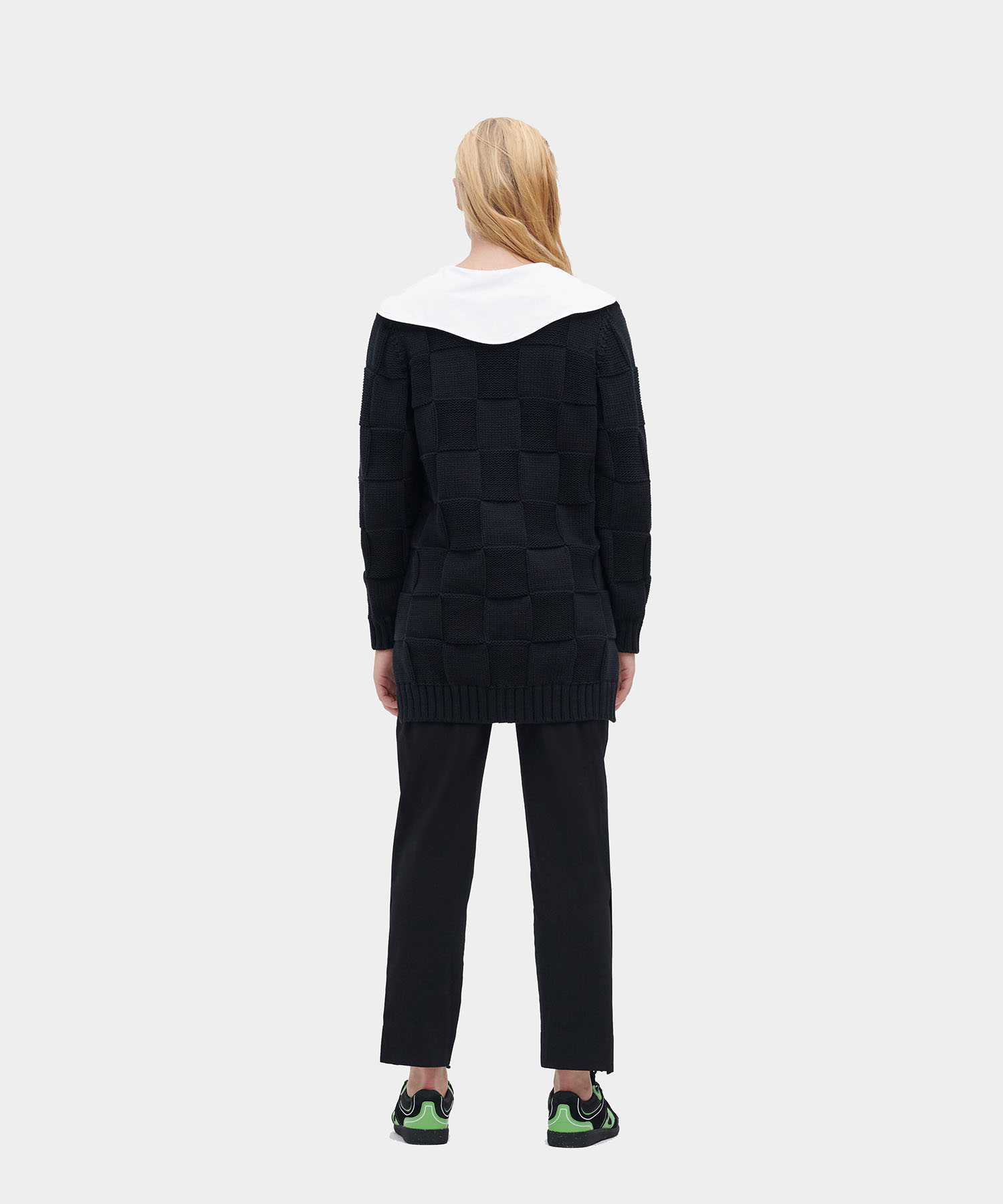 Poplin Collar Smiley Cardigan