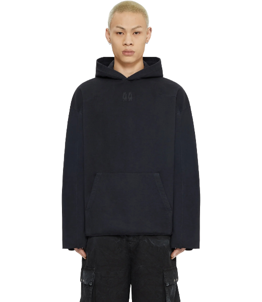 Hoodie Wide Raw Edge New Stiff Blacl Stone+Darkened Blk
