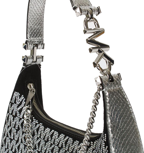 MK Silver Logo Black Small Pouchette