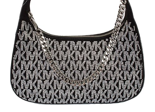MK Silver Logo Black Small Pouchette