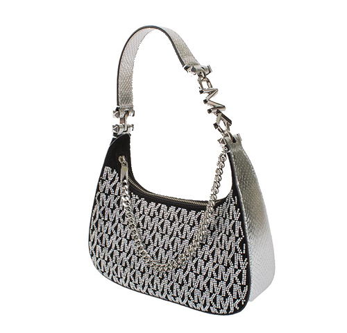 MK Silver Logo Black Small Pouchette
