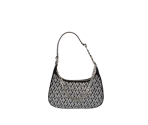 MK Silver Logo Black Small Pouchette