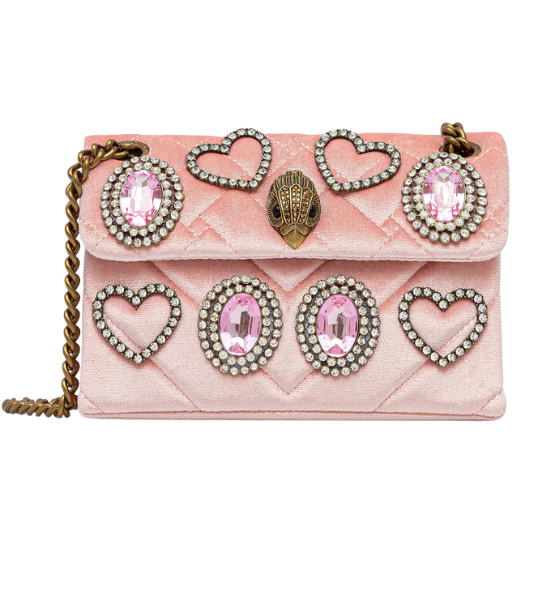 Pale Pink Velvet Mini Kensington Bag