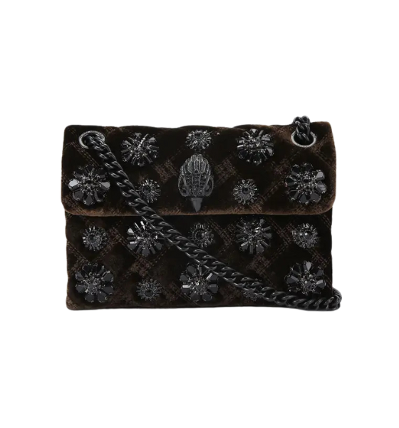 Dark Brown Velvet Mini Kensington Bag