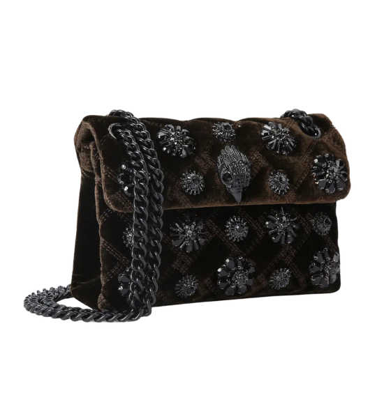 Dark Brown Velvet Mini Kensington Bag
